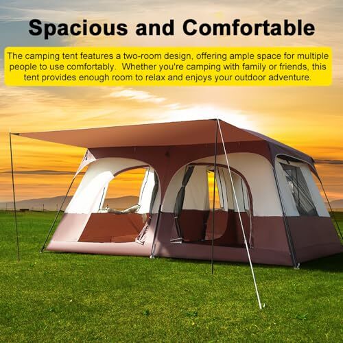 HEIYE キャンプのテント 旅行キャンプテント 2部屋付き 大型ファミリーキャビンテント 通気性と防雨性 屋外キャンプ ハイキング_画像7