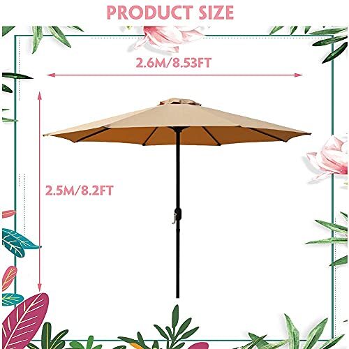 Red Garden Umbrella, Outdoor Patio Sunbrella, Market Table Parasol, Waterproof Polyester Fiber Cloth, Ventilation and Sun_画像6
