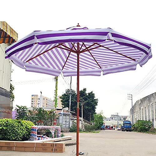 Purple/Black Garden Umbrella, Outdoor Patio Parasol Umbrellas, Waterproof Polyester Fabric, With 8 Strong Ribs, Used For Lawn,_画像1