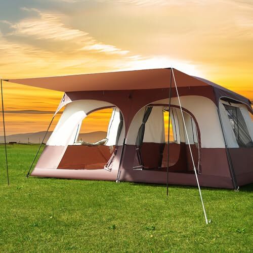 Solvexa 旅行キャンプテント 2部屋付き 大型ファミリーキャビンテント 通気性と防雨性 屋外キャンプ ハイキング バックパッキング_画像4