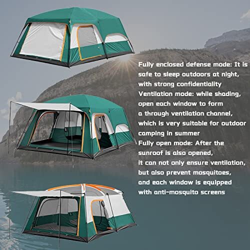 キャンプ用テント 5～8人用 2部屋と1リビングルーム、防水格安テント 高度で安定したユーティリティテント 庭でのキャンプに最適_画像2