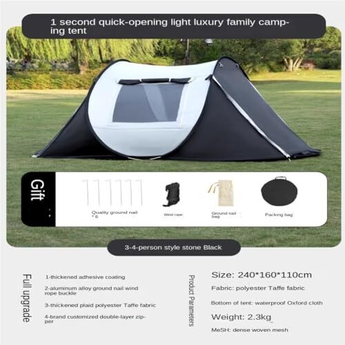 テント キャンプ クイックスローテント、クイックオープン、全自動、組み立て不要のテント、屋外防風性と防雨性のビーチキャンプ_画像2