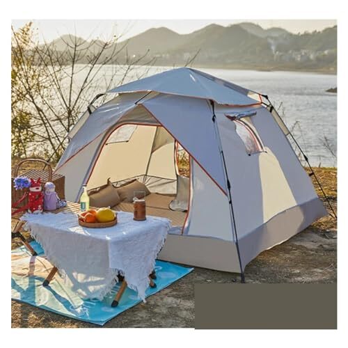 テント 3-4 人完全屋外自動クイックオープンテントテントキャンプファミリー屋外軽量インスタントセットアップテント 軽量 (Color : Blue_画像2