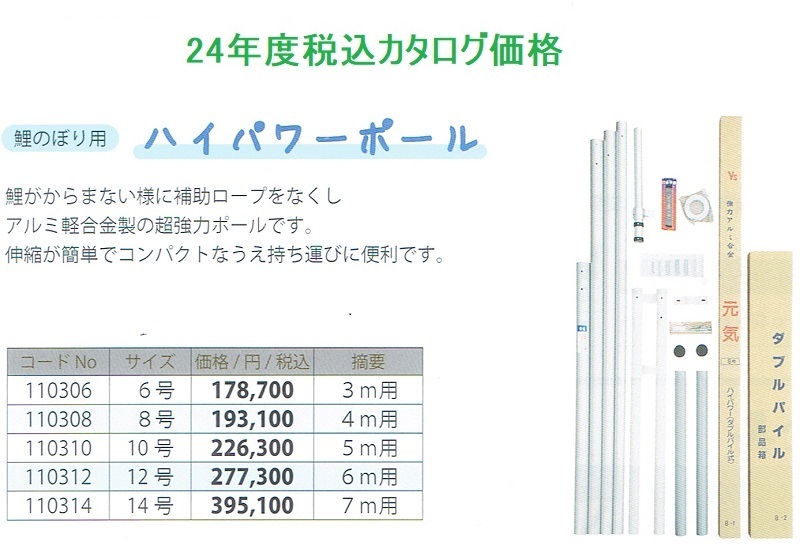 * half-price and downward!!* new goods! powerful power paul (pole) 8 number koinobori 4m set for inspection /8m*YS