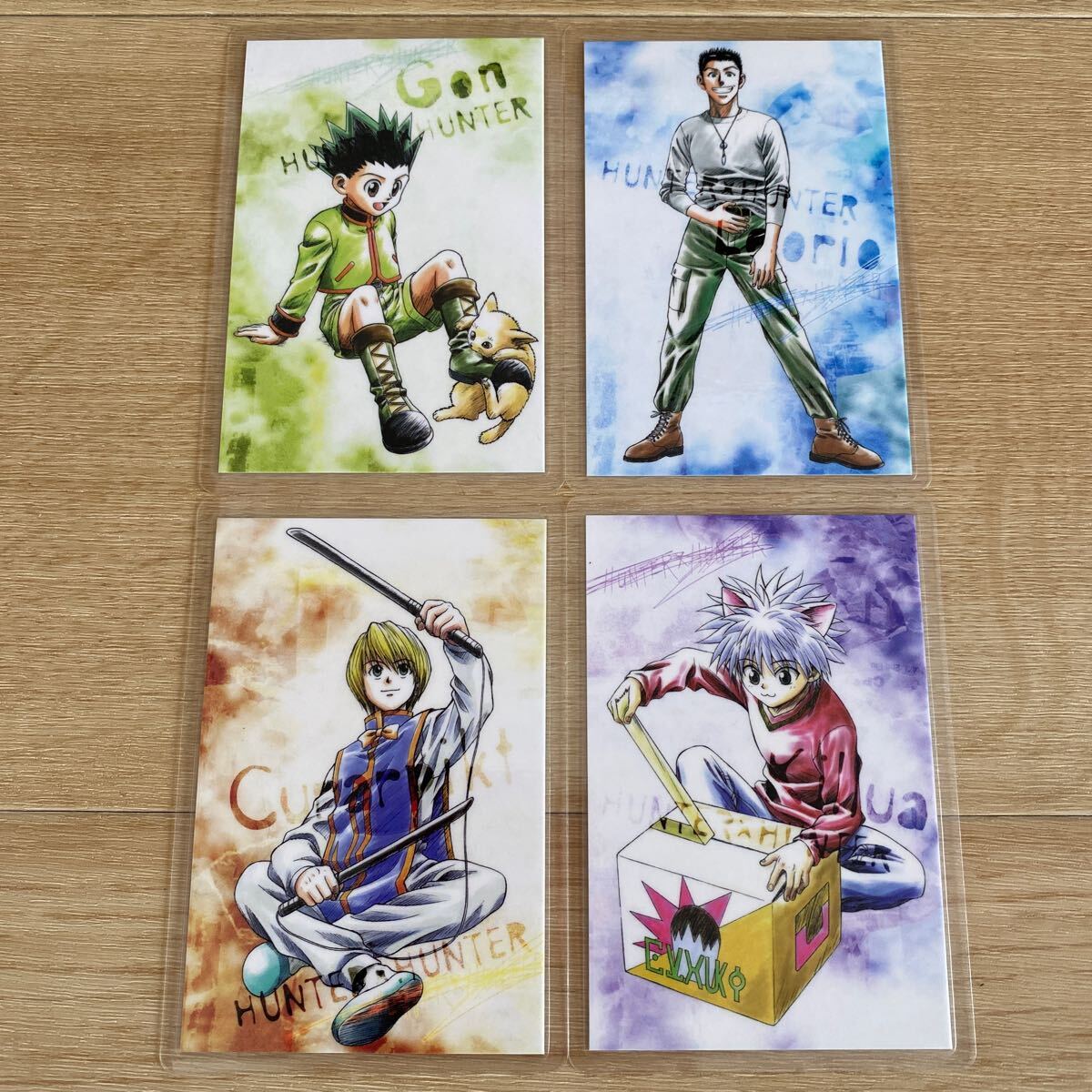 HUNTER×HUNTER ハンターハンター ラミネートカード ムービック 4種 ゴン レオリオ クラピカ キルア アニメ ラミカ カードダス 美品〜並上の画像1