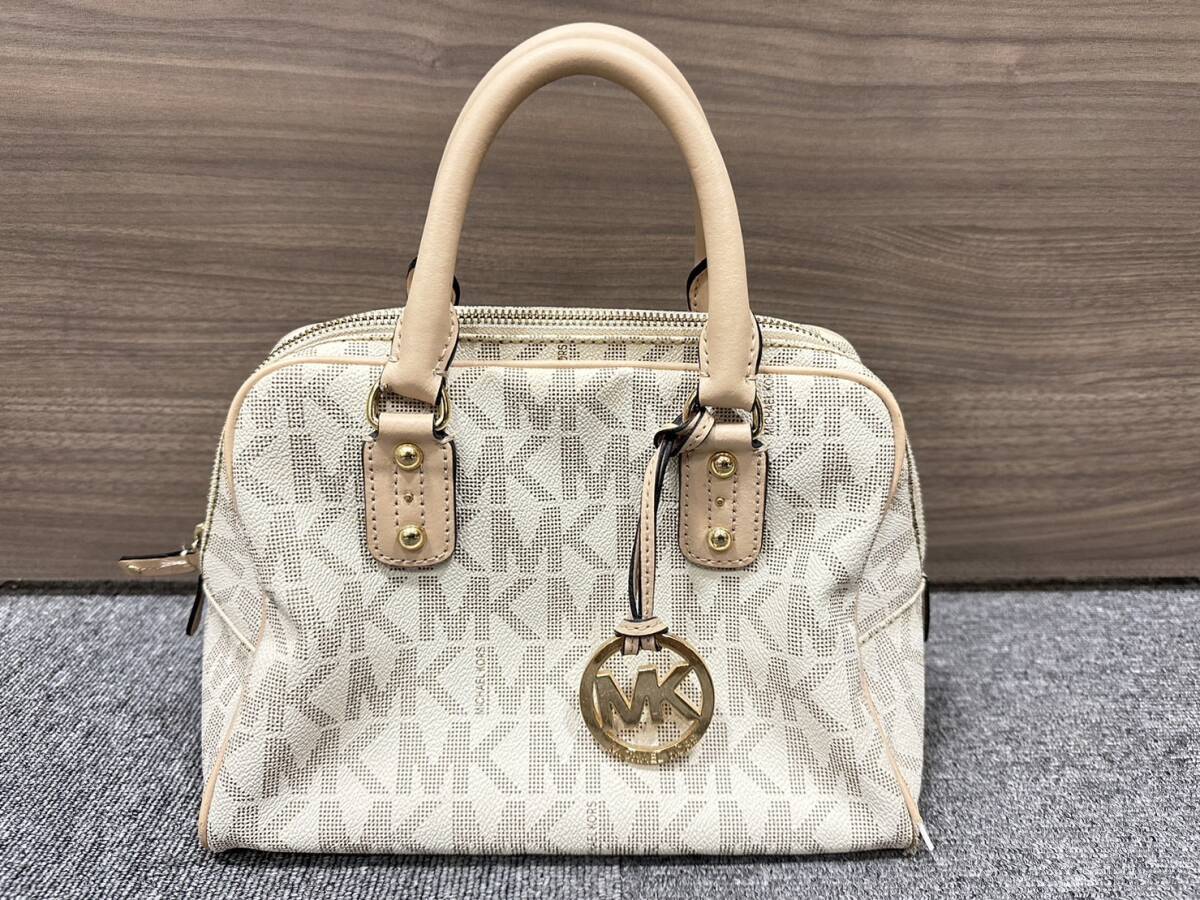 【AS 22389】1円スタート MICHAEL KORS マイケルコース 2way ハンドバッグ 長財布 まとめ MK柄 アイボリー×ベージュ 経年劣化品 現状品の画像2