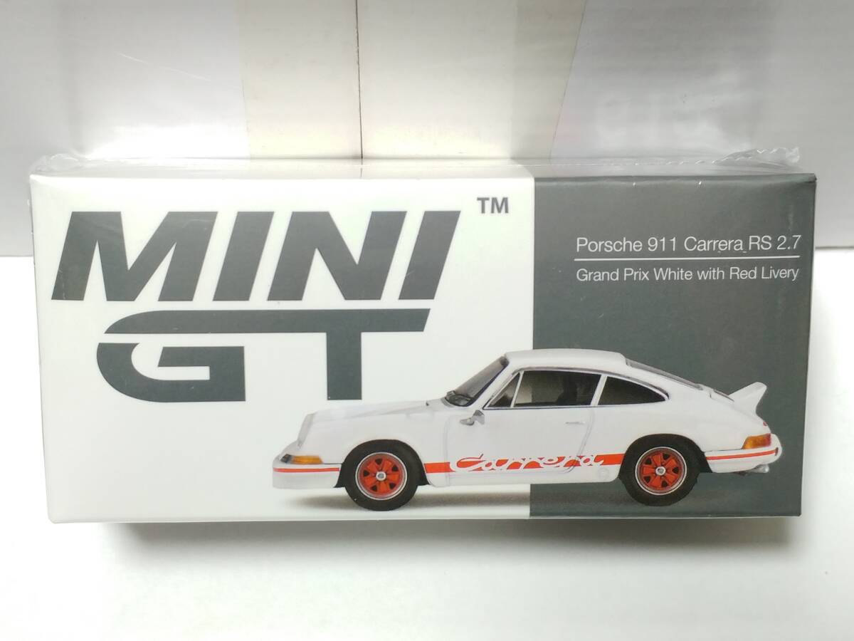 MINI GT 1/64 ポルシェ 911 カレラ RS 2.7 グランプリ・ホワイト/レッドリバリー 左ハンドル MGT00612_画像1