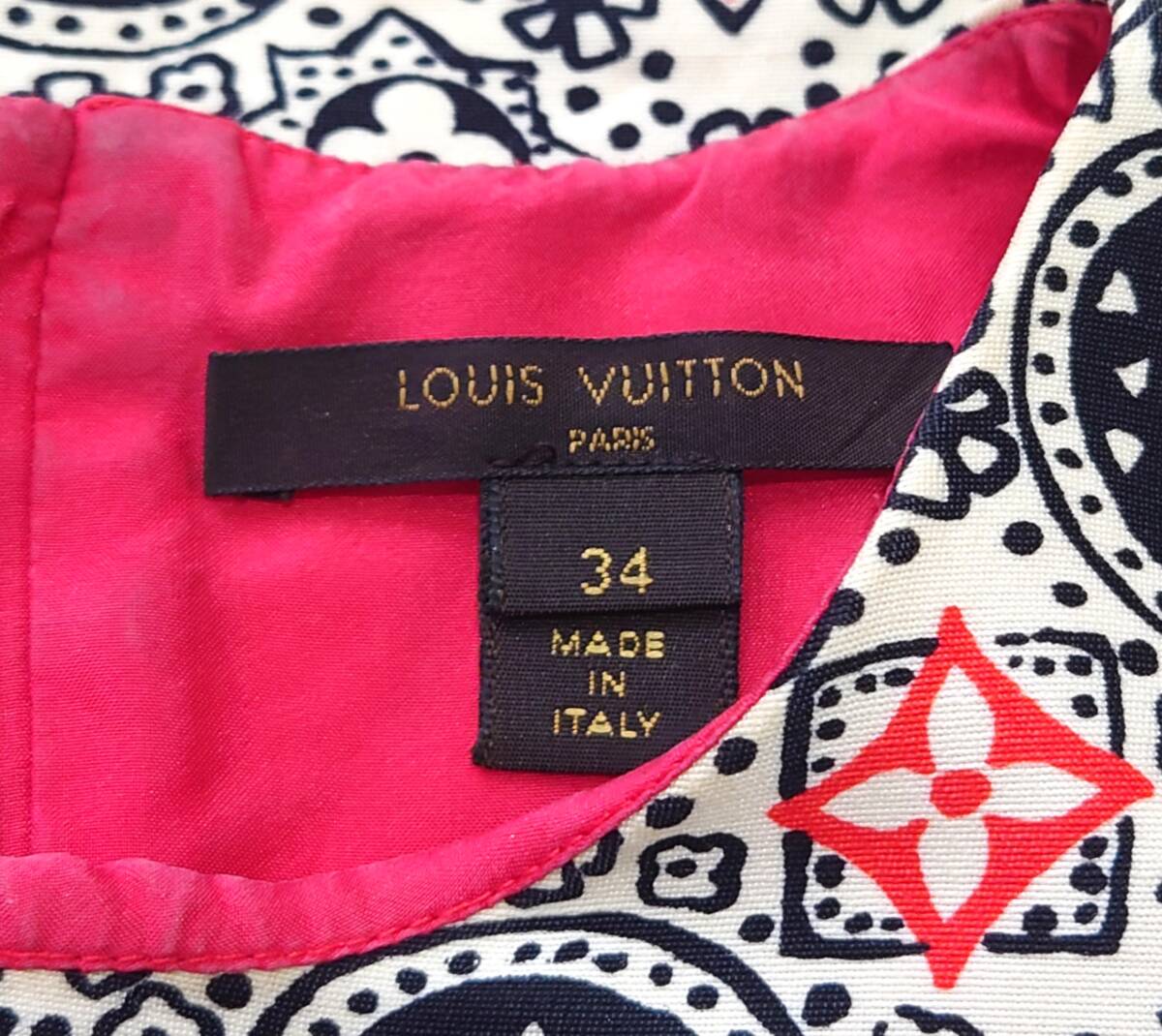  domestic regular goods LOUIS VUITTON Louis Vuitton wool silk monogram print short sleeves One-piece 34 Y-325821