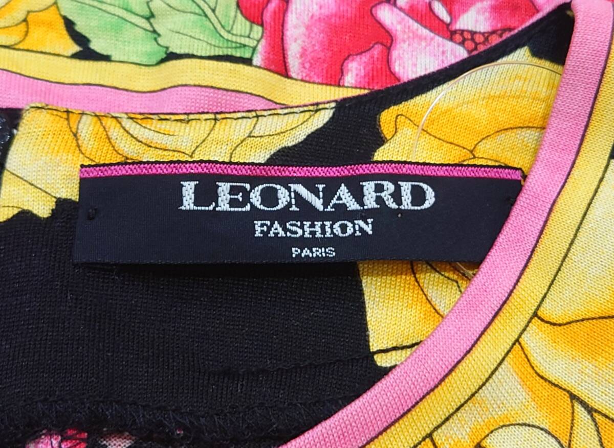 LEONARD レオナール フラワープリント カットソー 花柄 長袖 トップス ブラック M Y-326030_画像3