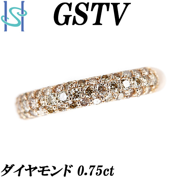 GSTV ブラウンダイヤモンド パヴェ リング 0.75ct K18PG ユニセックス メンズ ブランド 送料無料 美品 中古 SH108475の画像1