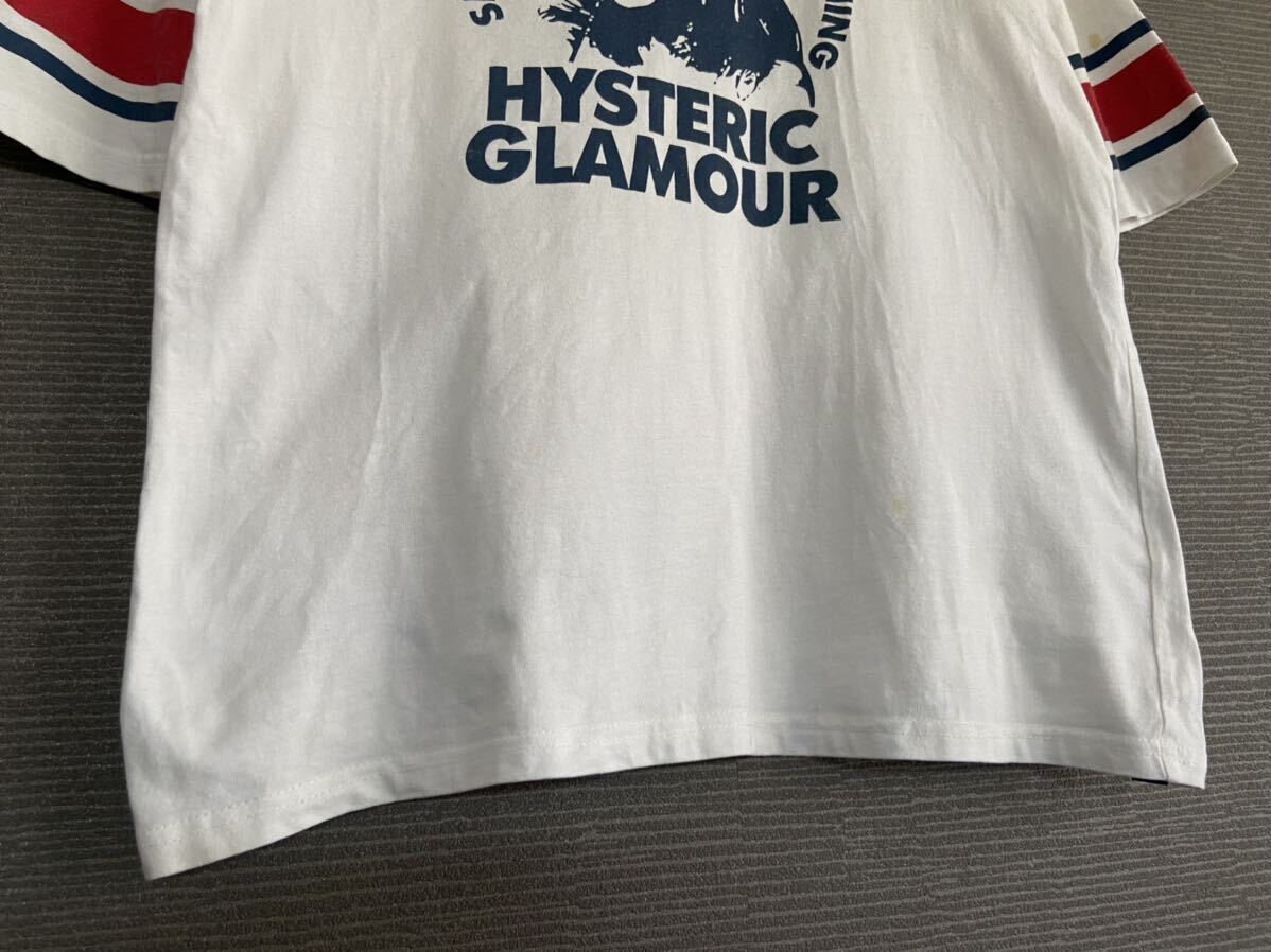 HYSTERIC GLAMOUR ヒステリックグラマー ガールプリント アームライン 五分丈 クルーネック 半袖 Tシャツ L 白 トップス キムタク メンズの画像5