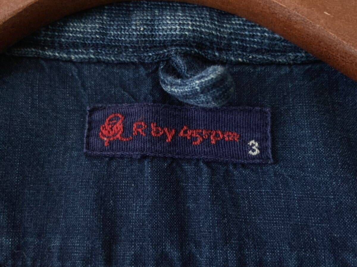 R by 45rpm 45R R刺繍 インディゴ染め 藍染め カットオフデザイン スウェット ジャケット 3(L相当) 紺 ブルゾン 春物 メンズ ユニセックスの画像8