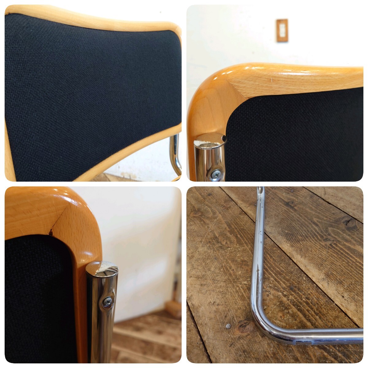 イタリア steel line スティールライン リプロダクト CESCA CHAIR チェスカチェア ブラック C 2脚セット/モダン カンチレバー ジェネリック_画像6