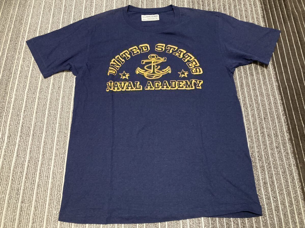 未使用 日本製 WAREHOUSE ウエアハウス U.S NAVAL ACADEMY Tシャツ 40 アメリカ 海軍 士官学校 ライセンス ネイビー L サイズ 程度の画像1