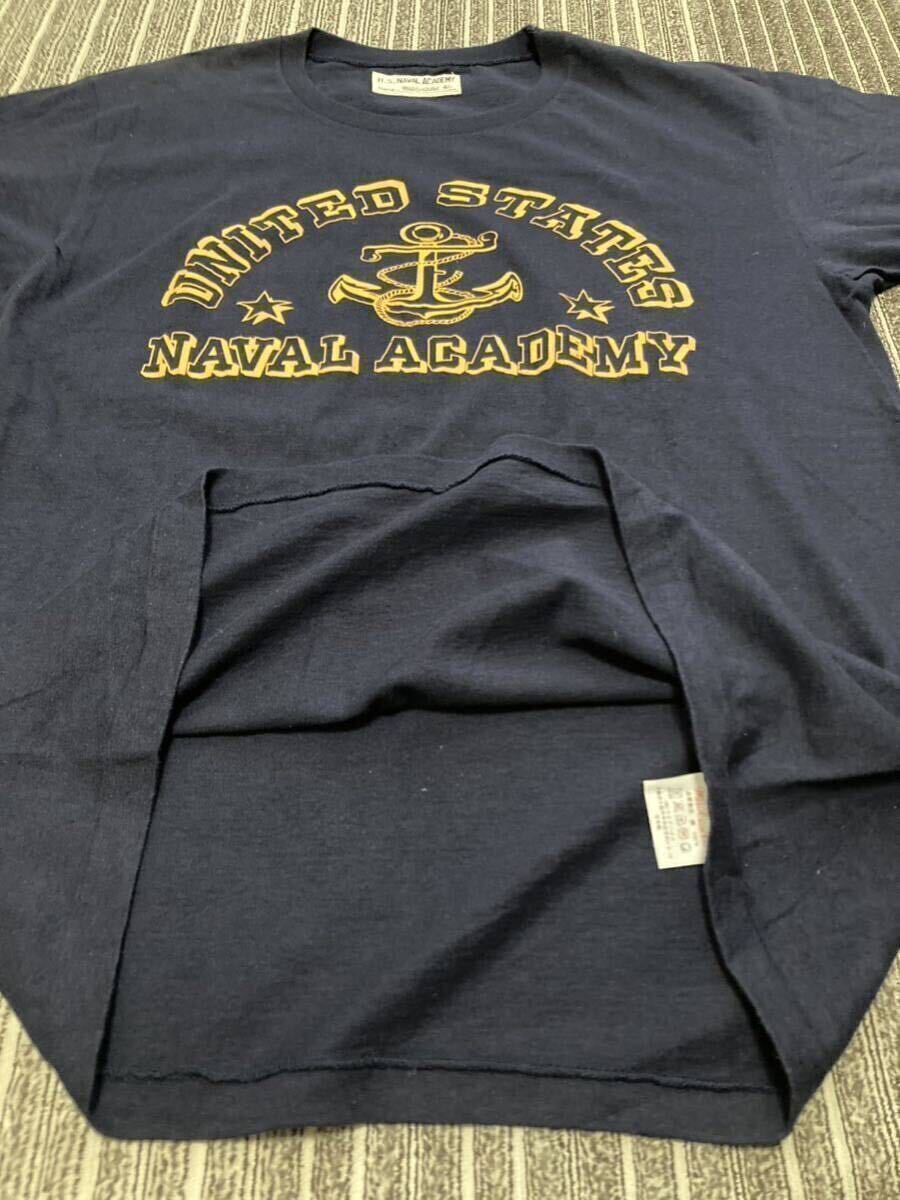 未使用 日本製 WAREHOUSE ウエアハウス U.S NAVAL ACADEMY Tシャツ 40 アメリカ 海軍 士官学校 ライセンス ネイビー L サイズ 程度の画像5