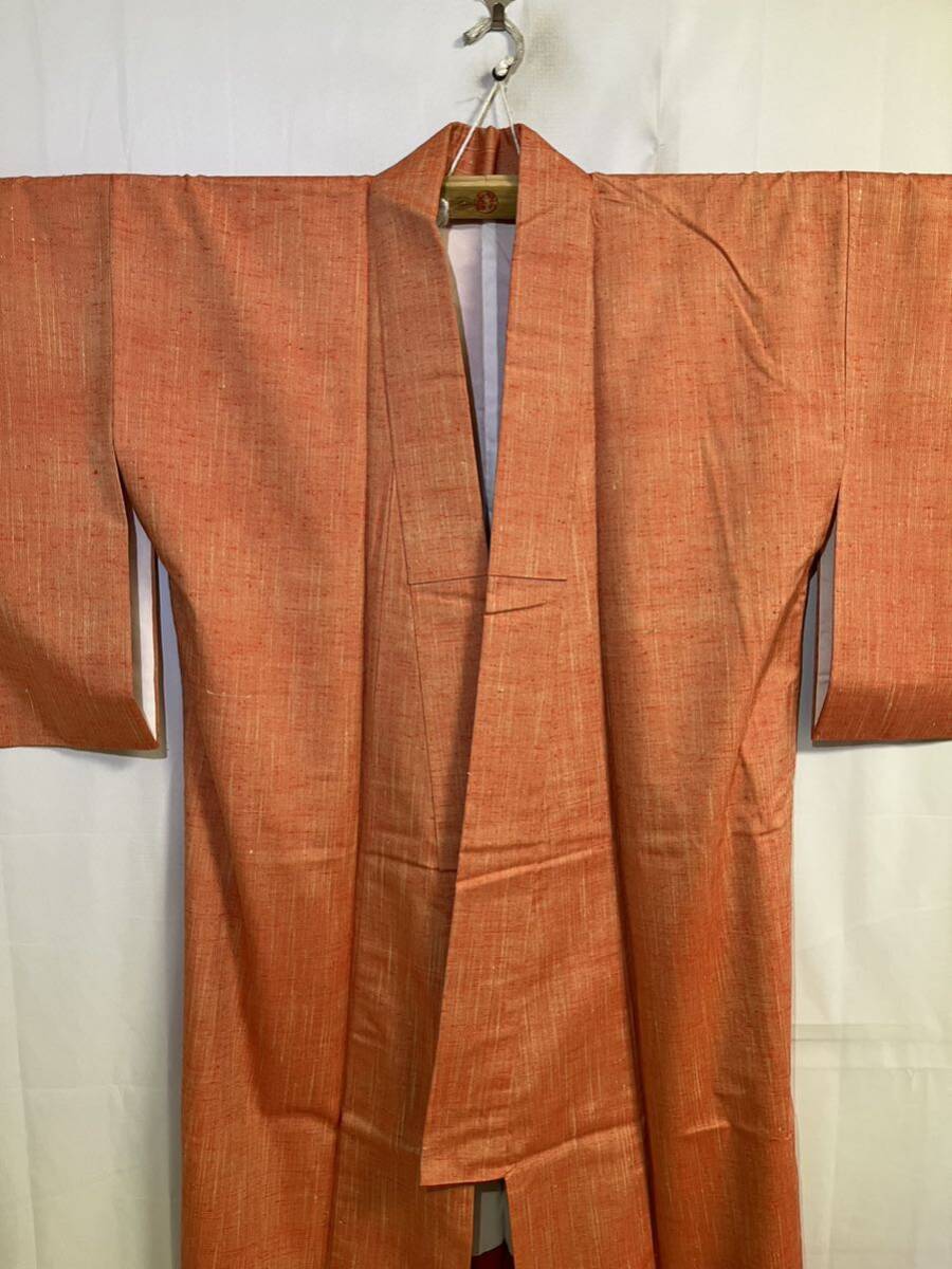 紬　正絹　ぼかし　橙色地　着物　和服　和装　着物コーデ　リメイク　衣装　百貨店　高級_画像4