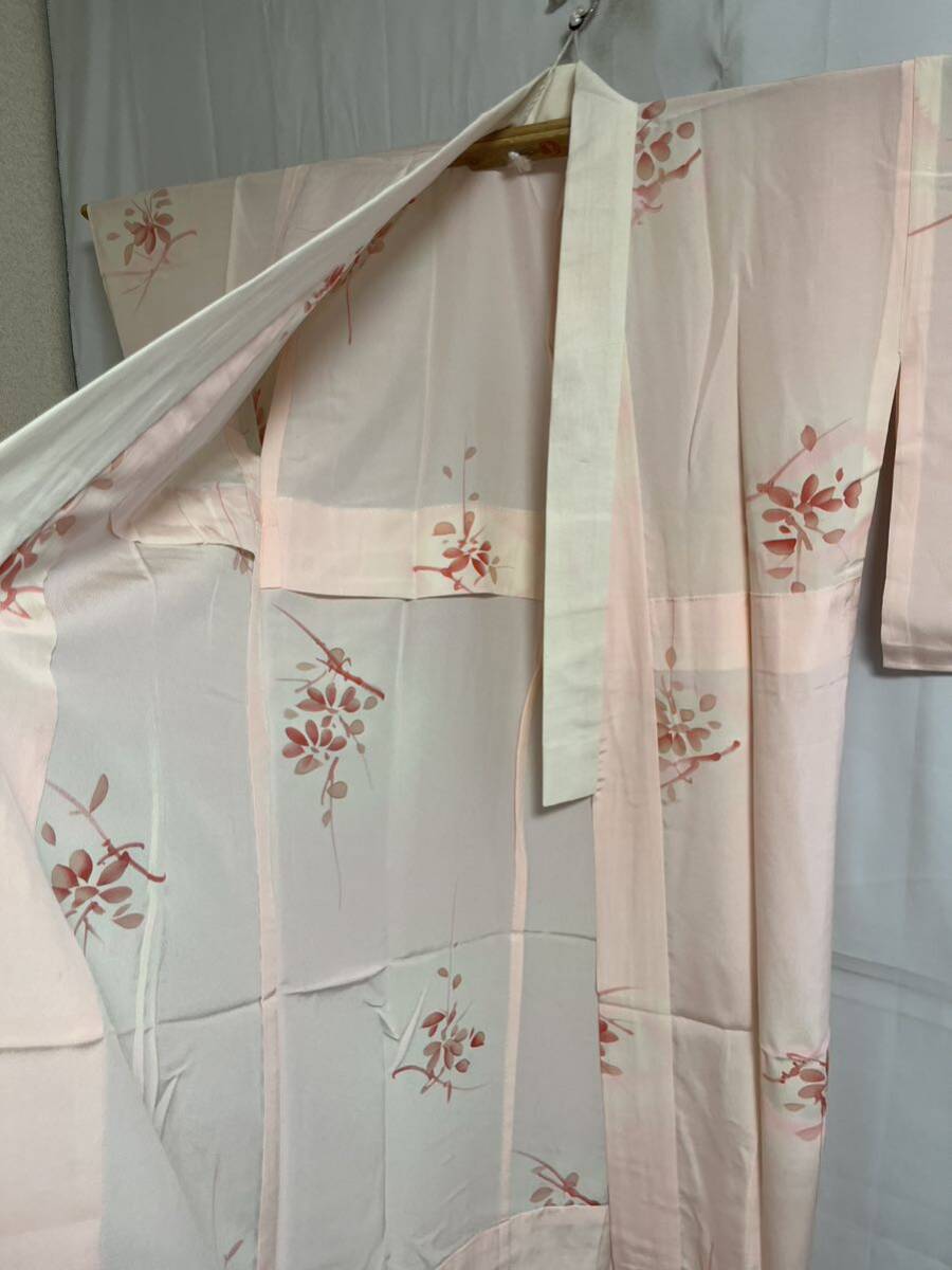  длинное нижнее кимоно натуральный шелк bokashi цветок . ветка лист розовый цвет земля кимоно японская одежда японский костюм кимоно ko-te переделка костюм смешанный ассортимент магазин высококлассный 