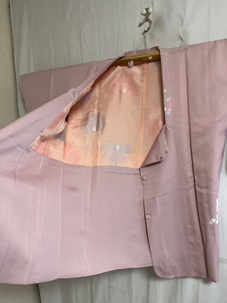 羽織り 道行 正絹 菊 花 華 紫色地 着物 和服 和装 着物コーデ リメイク 衣装 百貨店 高級の画像7