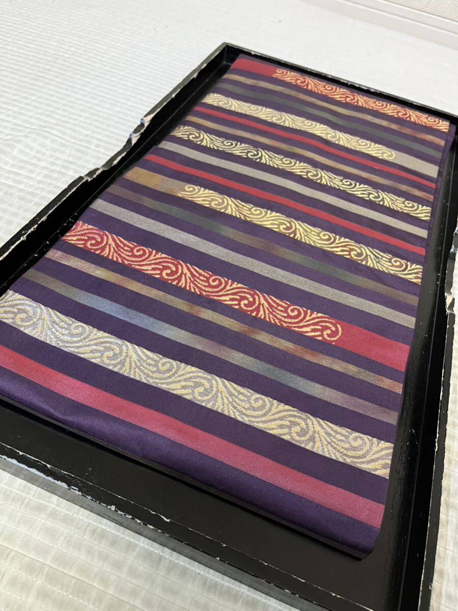  obi Nagoya obi silk width . pattern colorful bokashi six through pattern purple color ground kimono Japanese clothes Japanese clothes kimono ko-te remake costume general merchandise shop high class 