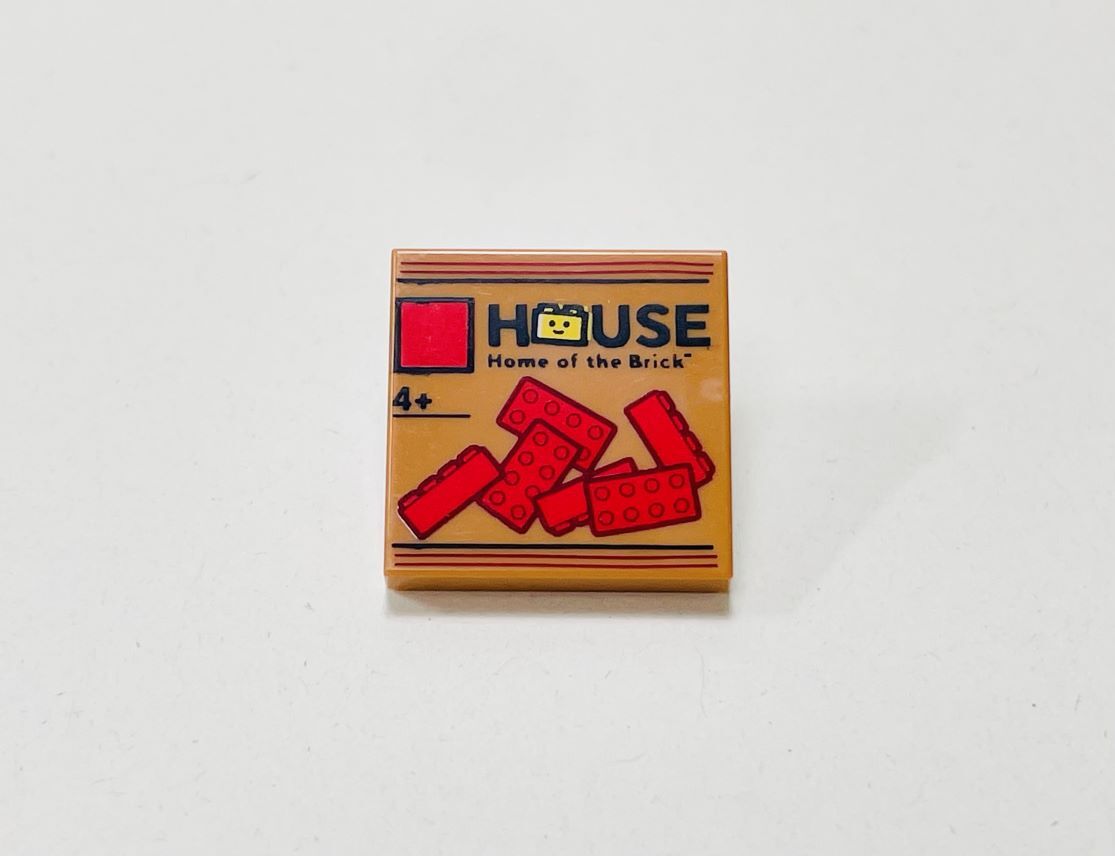 【新品未使用】レゴ　LEGO　プリント　タイル　2x2 HOUSE　ロゴ　Home of the brick ２×２　ミディアムヌガー_画像1