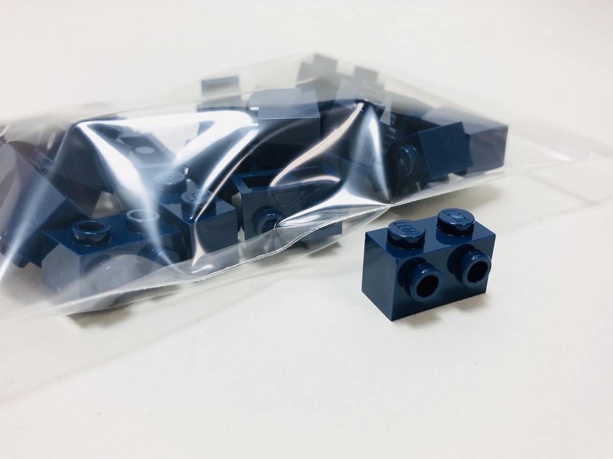 【新品未使用】レゴ　LEGO　ブロック　スタッド　側面　1面スタッド　1x2 ダークブルー　24個　１×２_画像1