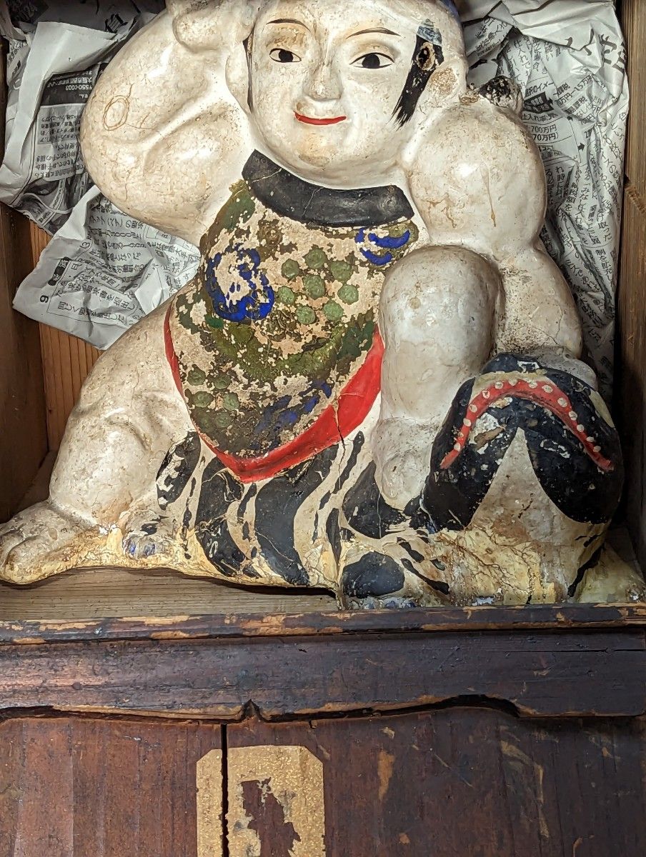 江戸期土人形、金太郎 古い土人形
