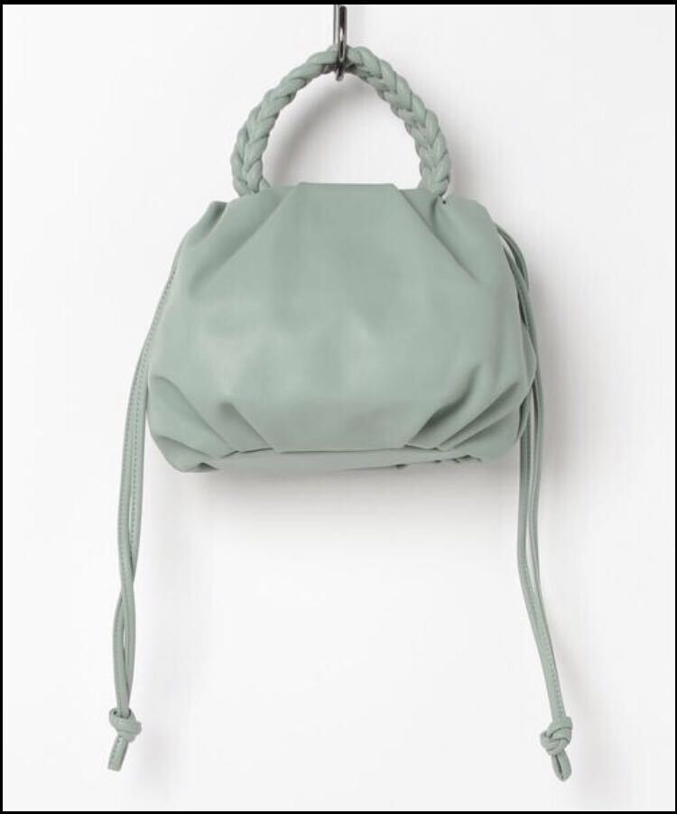 未使用　ダイアナ　ハンドバッグ 可愛い　くすみカラー　グリーン　編みハンドル　巾着バッグ　鞄_画像5
