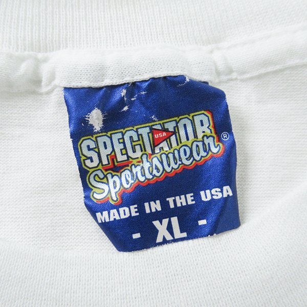 r4a053108★90s USA製 SPECTATOR Sportswear 90年代 NBA CHICAGO BULLS シカゴブルズ プリント Tシャツ 白 メンズ XL_画像7