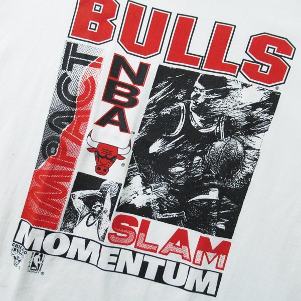 r4a053108★90s USA製 SPECTATOR Sportswear 90年代 NBA CHICAGO BULLS シカゴブルズ プリント Tシャツ 白 メンズ XL_画像4