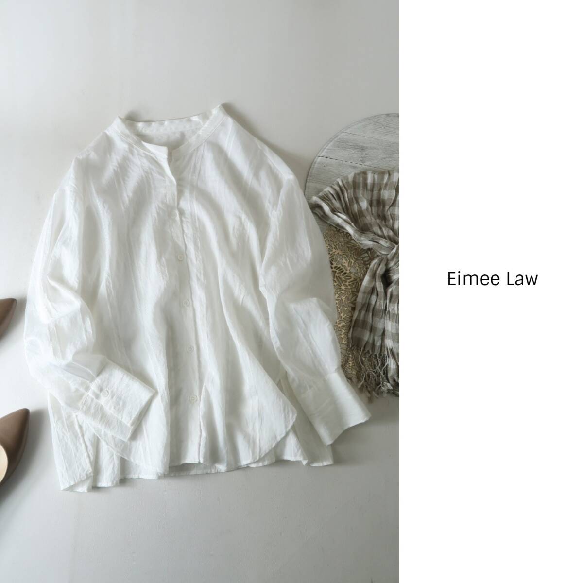 エイミーロウ Eimee Law☆洗える バックタックWストライプブラウス 38サイズ☆C-K 2313の画像1