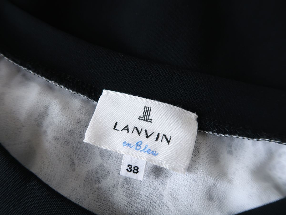 ランバンオンブルー LANVIN en Bleu☆コットン混 切替リボンレースプルオーバー 38サイズ 日本製☆C-K 2509の画像7