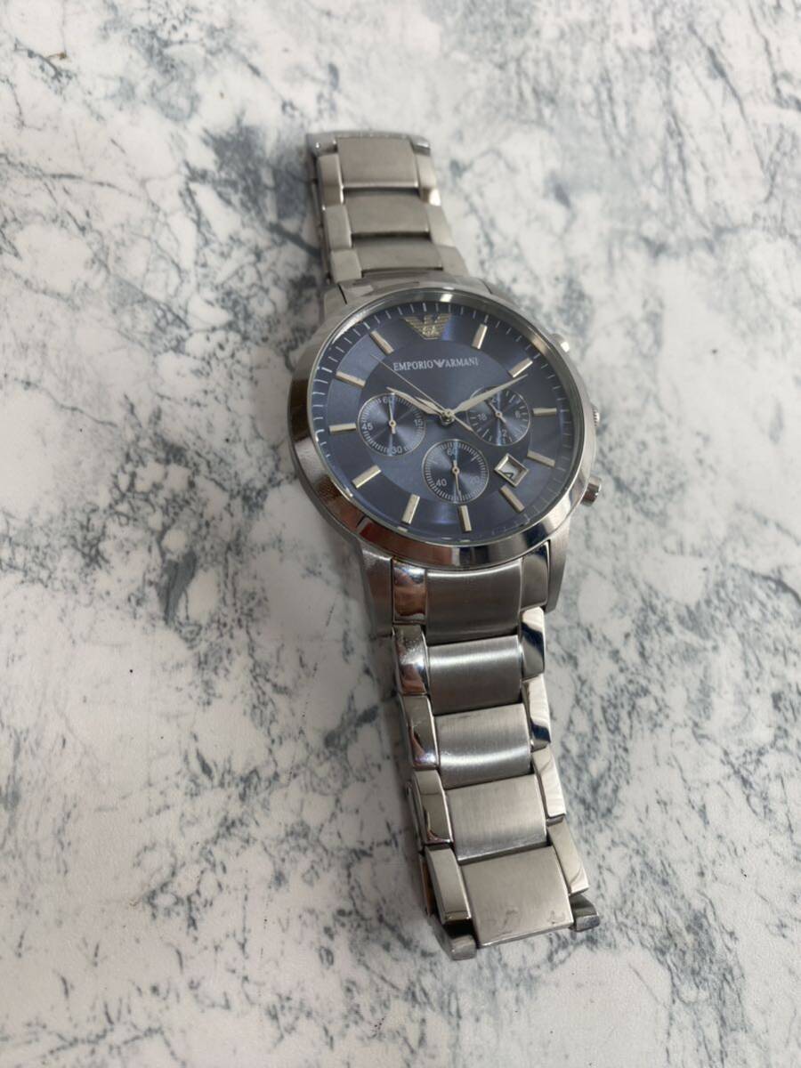 j591k EMPORIO ARMANI エンポリオアルマーニ 腕時計 AR2448 クオーツ アナログ ラウンド クロノグラフ 稼働品の画像1