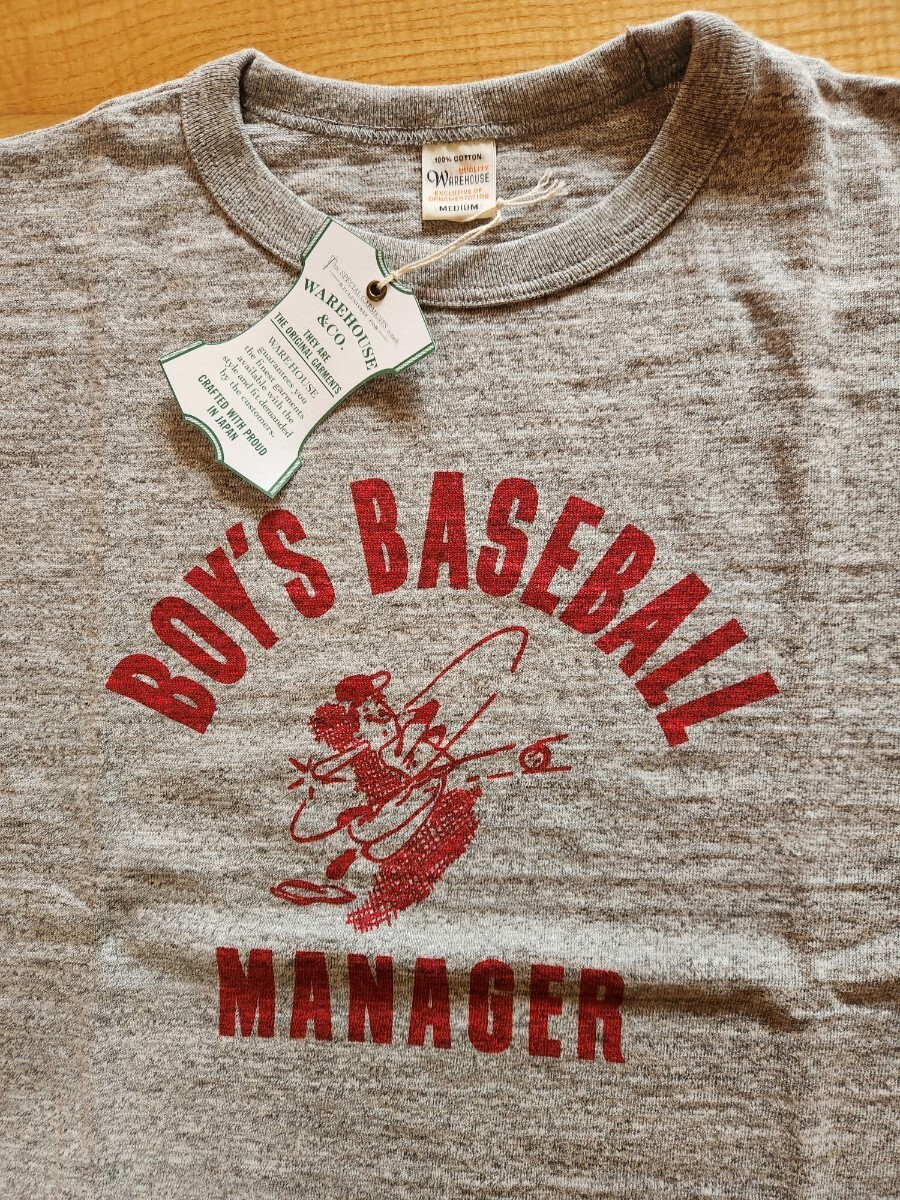 新作 送料込★WARE HOUSE ウエアハウス 4800 BOY'S BASEBALL 7分袖ベースボールTシャツ 日本製 杢グレー×ブラック Lの画像2