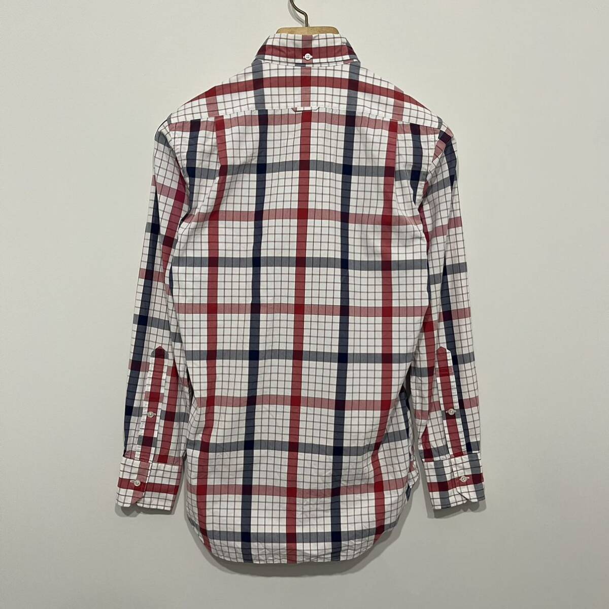 【 THOM BROWNE 】 トリコロール カラー チェック ボタンダウン シャツ 長袖 S アメリカ 製 USA トムブラウン bd l/s shirtの画像4