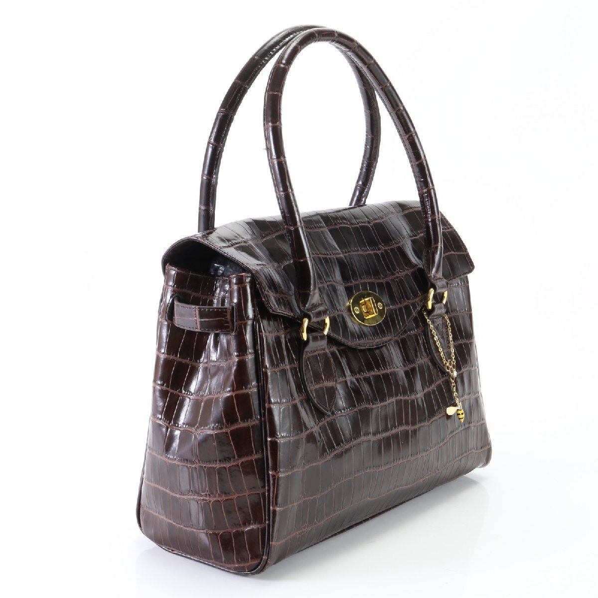 1 jpy # ultimate beautiful goods #renoma Renoma # crocodile en Boss leather tote bag original leather Brown tea color brand woman lady's EEM N16-2