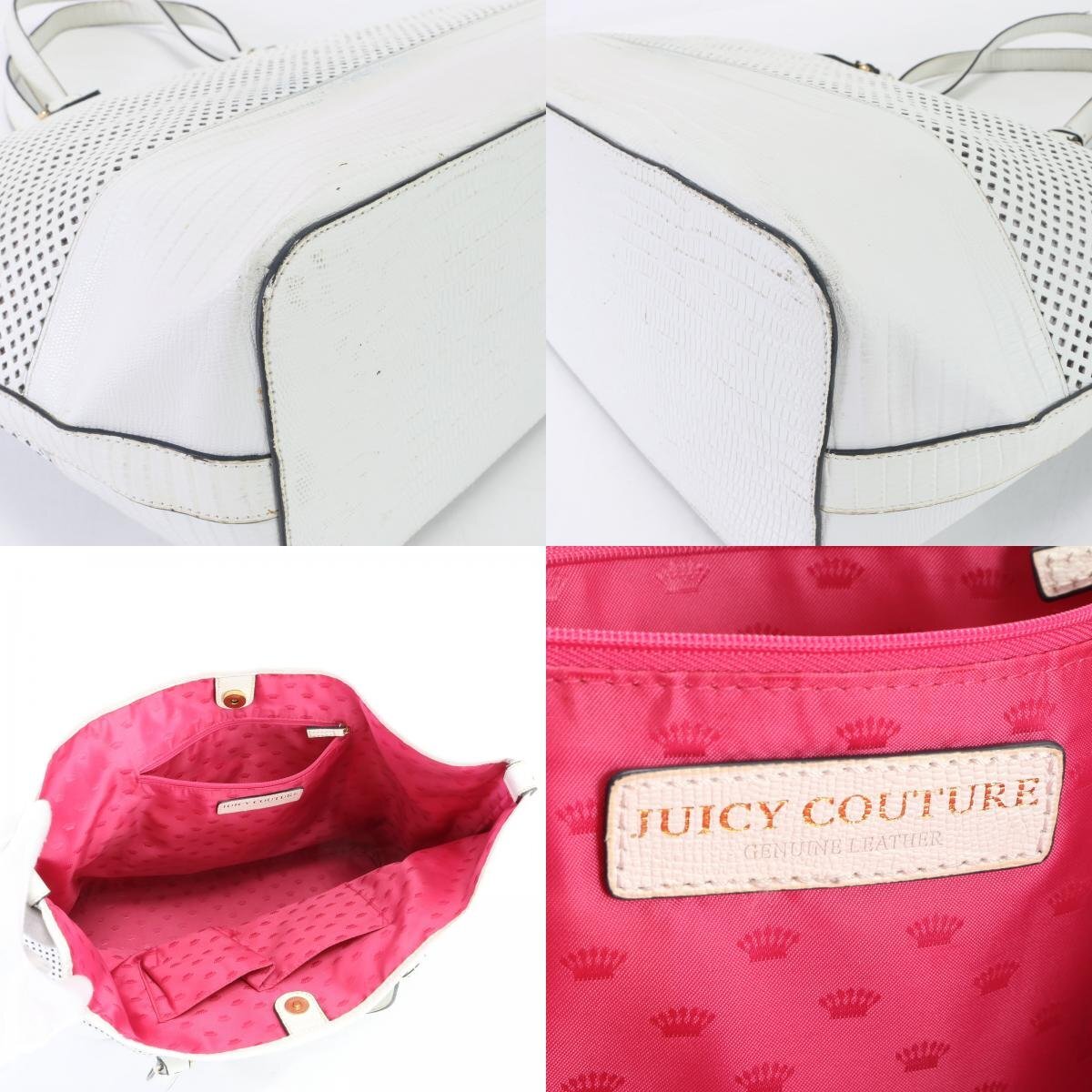 1円■JUICY COUTURE ジューシークチュール■クロコダイル エンボス レザー トート バッグ 肩掛け ショルダー A4 レディース MHM K2-7_画像10