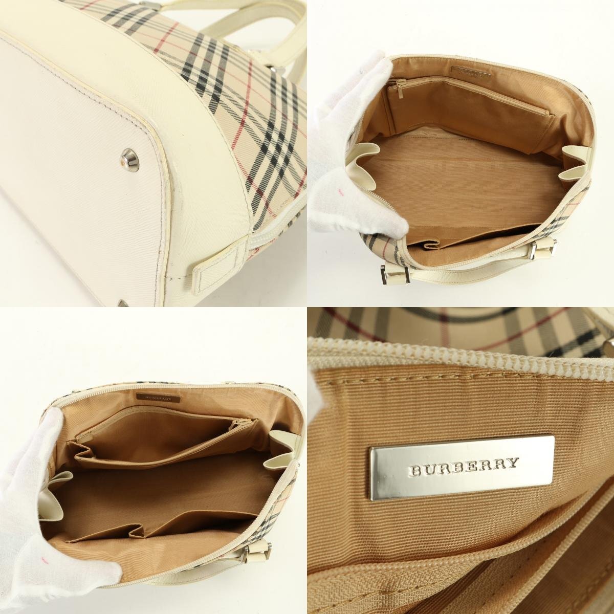 1 иен # Burberry # проверка # ручная сумочка # большая сумка популярный стандартный модный Brown белый плечо кожа женский ENT 1019-N5