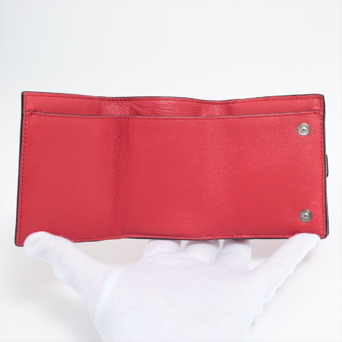 1 jpy # ultimate beautiful goods # present type # Loewe # hole gram # Try folding wallet # leather three folding purse pink stylish lady's TTT 0912-T69