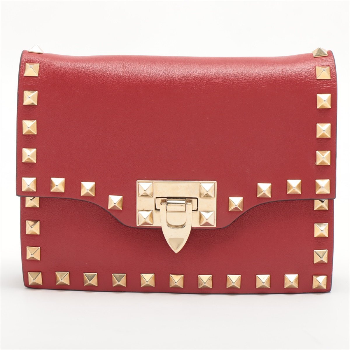 1 jpy # beautiful goods # Valentino # lock studs # leather #2WAY chain shoulder bag diagonal .. clutch hand lady's TTT 2.3-5