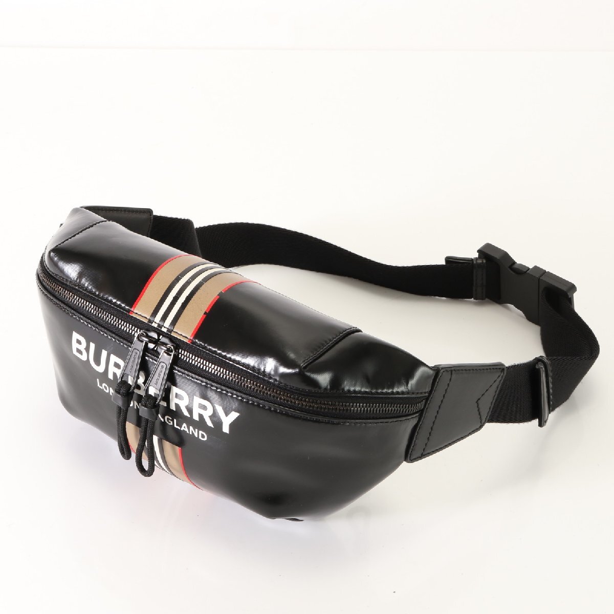 1 иен # прекрасный товар # Burberry # Sony bam сумка # полоса #2WAY сумка-пояс плечо сумка "body" кожа мужской AET 0829-T23