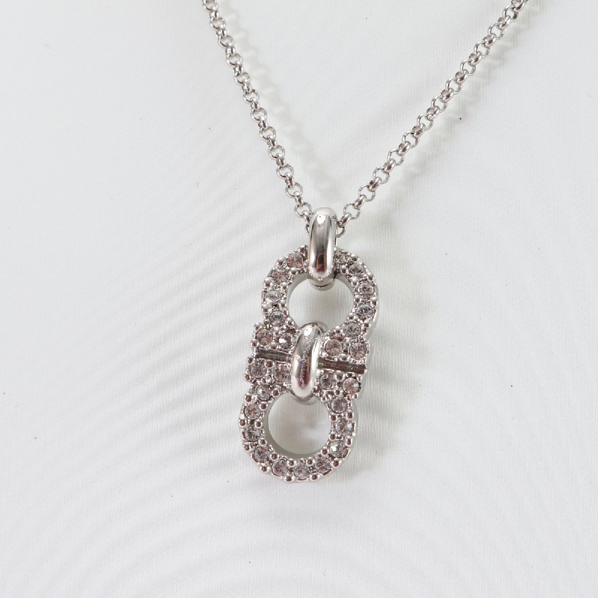1 jpy # ultimate beautiful goods # Salvatore Ferragamo # double gun chi-ni necklace rhinestone silver pendant lady's EEM 0301-E35