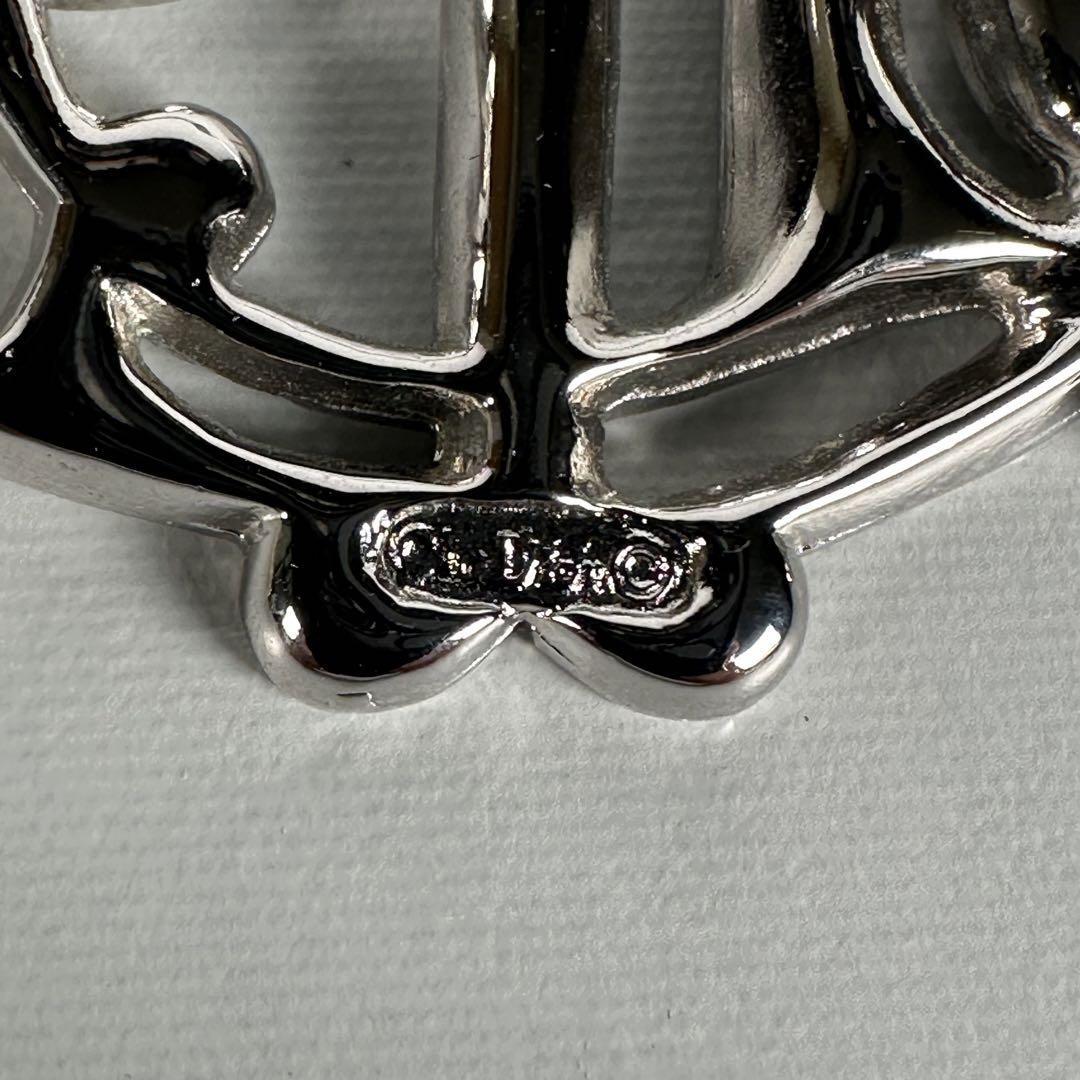 Christian Dior emblem rhinestone brooch silver Christian Dior biju- Logo 