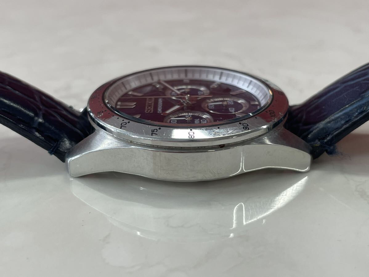 SEIKO セイコー SEIKO SELECTION サイコーセレクション SBTR019 クォーツ クロノグラフ メンズ 腕時計 レザーベルト ネイビー文字盤の画像5