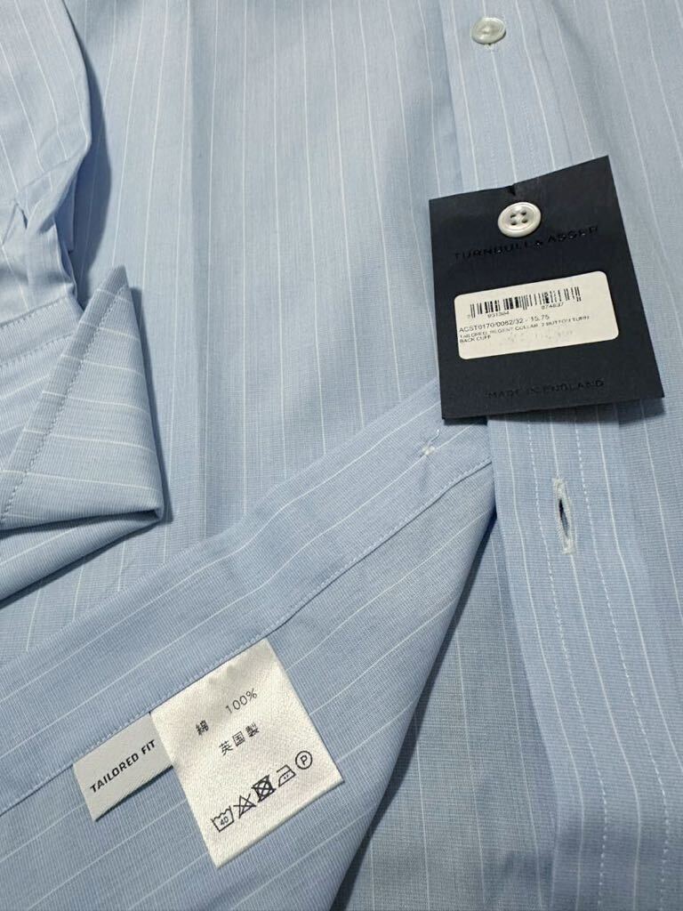 【最終価格】【未使用】正規店購入 TURNBULL & ASSER（ターンブル&アッサー） ブルー ストライプ ドレスシャツ 40cm 定価6.6万円の画像7