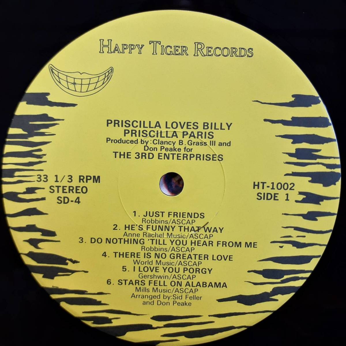 米Happy Tiger盤LP！テクスチャージャケ！Priscilla Paris / Priscilla Loves Billy 1969年作の2000年代盤 HT 1002 Billie Holiday Sistersの画像2
