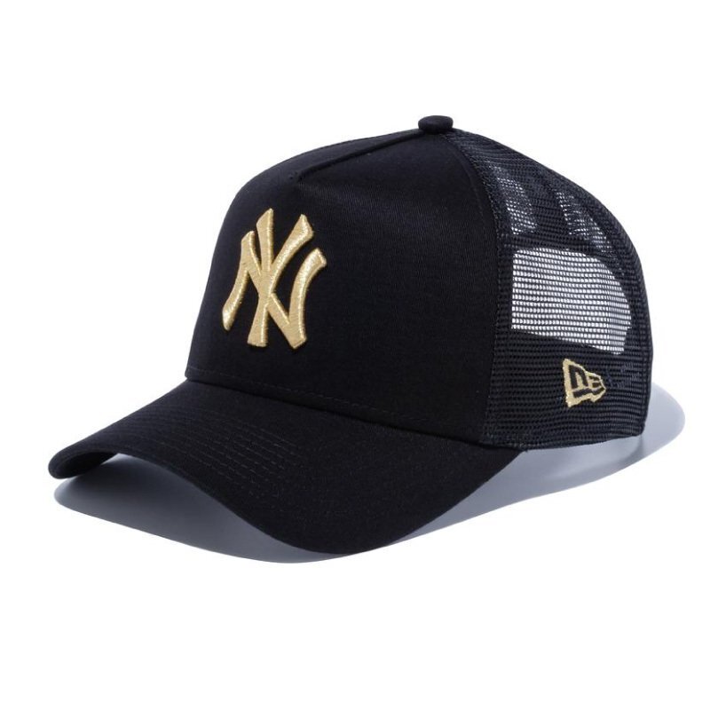 新品 NEWERA ニューエラ メッシュキャップ トラッカー 9FORTY A-Frame ニューヨーク・ヤンキース Yankees NY #12746897 黒金_画像1