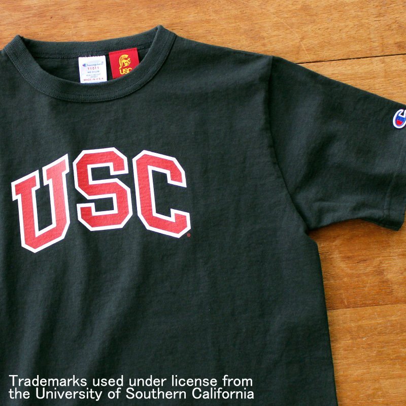 新品 Champion チャンピオン T1011 南カリフォルニア大学 USC カレッジTシャツ ヘビーウェイト USA 米国製 ブラック 黒赤 XL LL_画像1