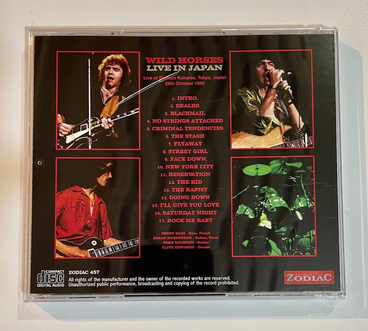 [プレスCD] Wild Horses Tokyo 1980 1st Night Definitive Master Jimmy Bain Brian Robertson Thin Lizzy シン・リジィ ワイルド・ホースの画像2