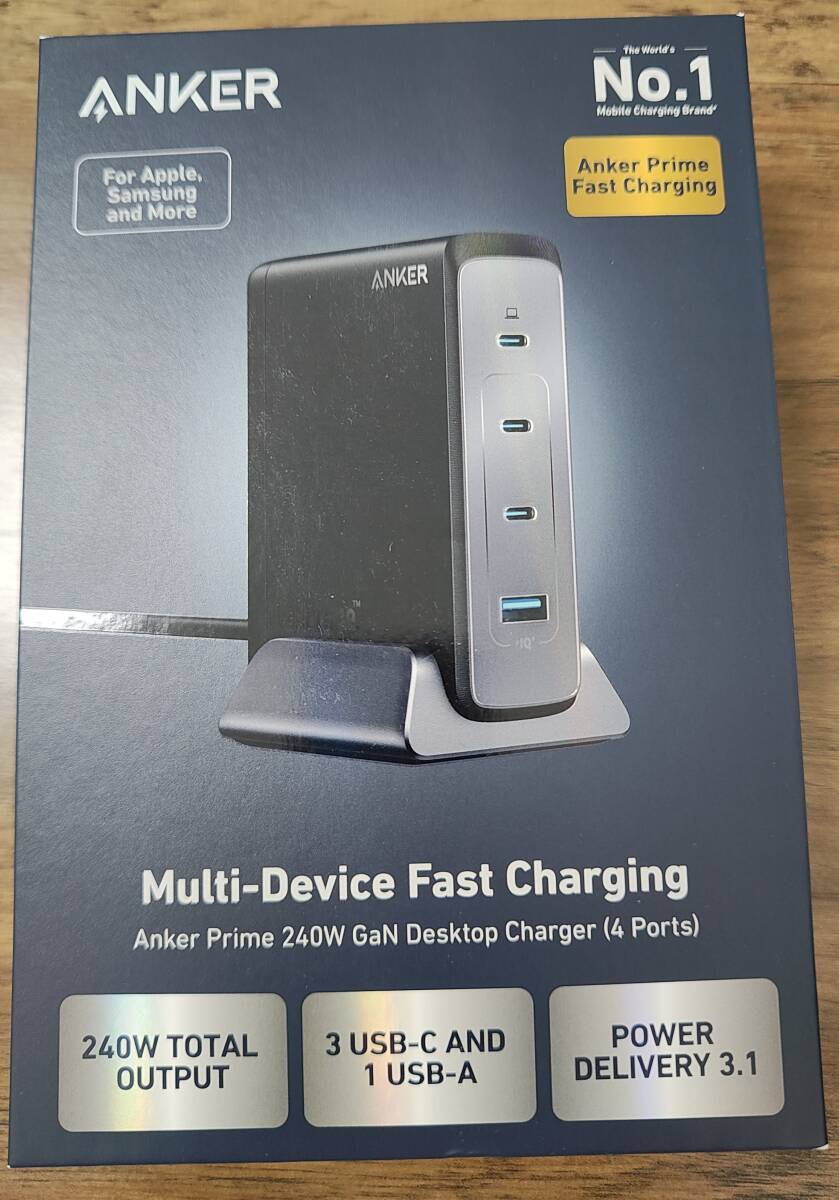 Anker 749 Prime Desktop Charger (240W, 4 ports, GaN)(USB PD 充電器 USB-A & USB-C) ブラック_画像1