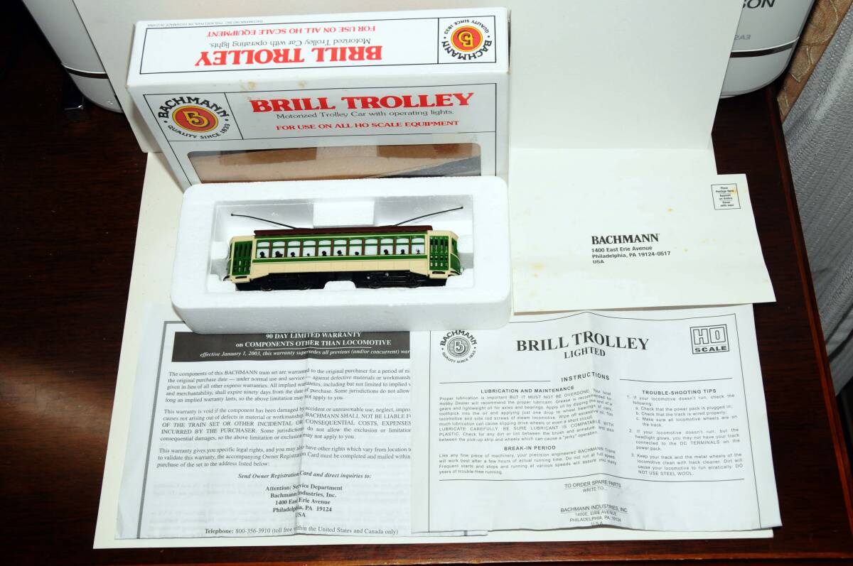 ＨＯゲージ バックマン BACHMANN ブリルトロリーBRILL TROLEY Motorized Trolley Car with operating lights MADE IN CHINA 元箱付の画像2